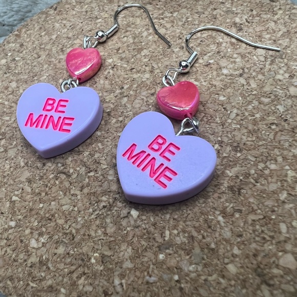 Purple Be Mine Valentine’s day Dangle Earrings - Picture 2 of 3